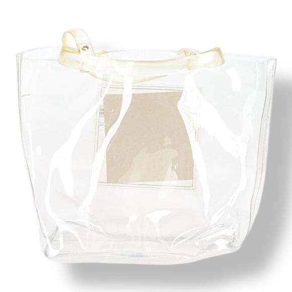 Vintage 90s Esprit Clear PVC Tote Bag Transparent Logo Purse Beach Transparent - Picture 2 of 9